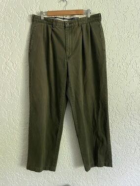 Polo Ralph Lauren® Vintage 90s Olive Green Pleated Chino Pants 36 x 30